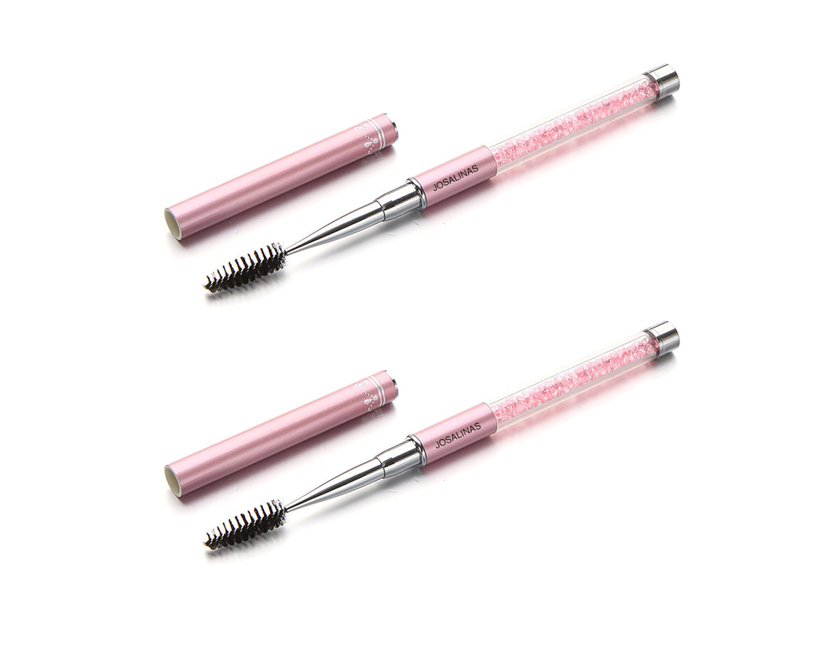 JOSALINAS mascara brush with pink cap enables precise lash application on the go.