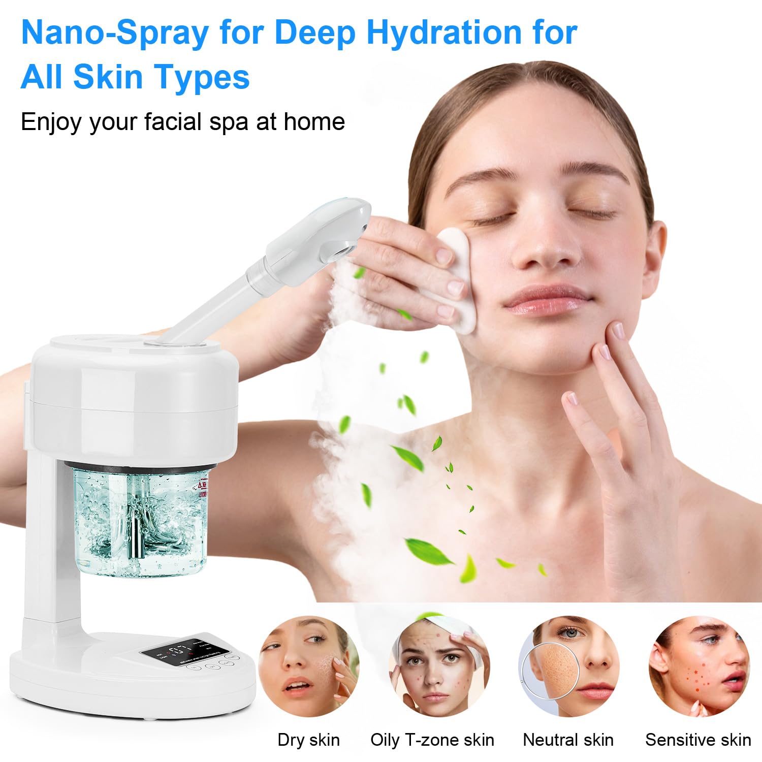 JOSTZHXIN 360° rotating nozzle enables full-face steam coverage.