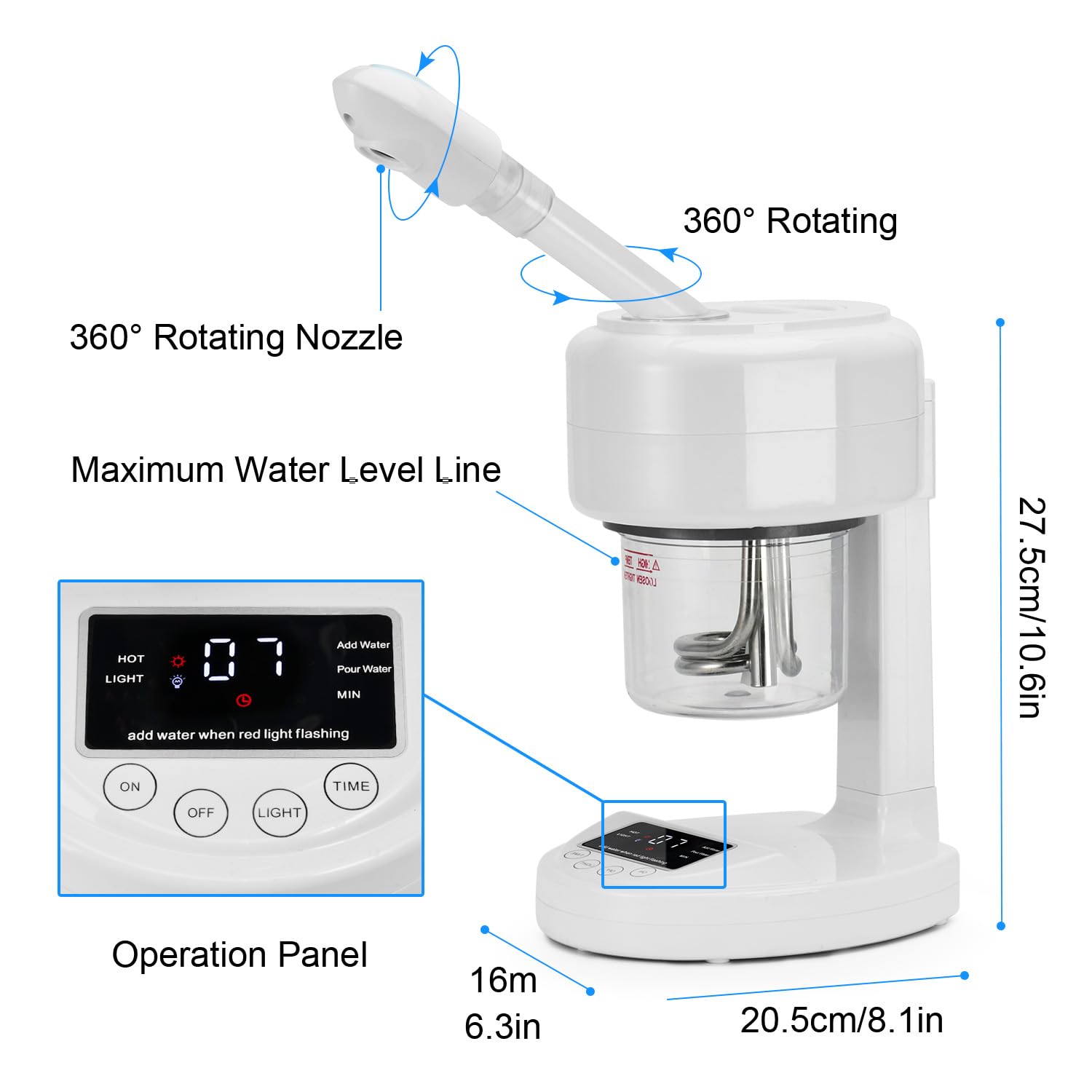 JOSTZHXIN extendable-arm steamer with 360° nozzle for customizable sessions.