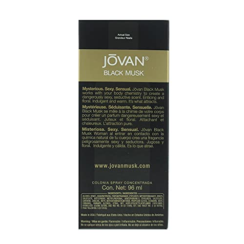 Jovan Black Must spray action for easy application