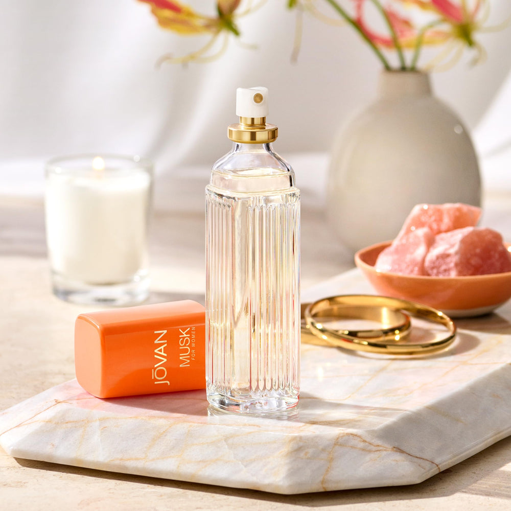 Jovan Musk for Women packaging box presents a thoughtful gift option.