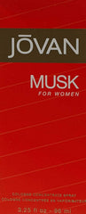 Jovan Musk for Women bottle front showcases iconic design and lasting scent.