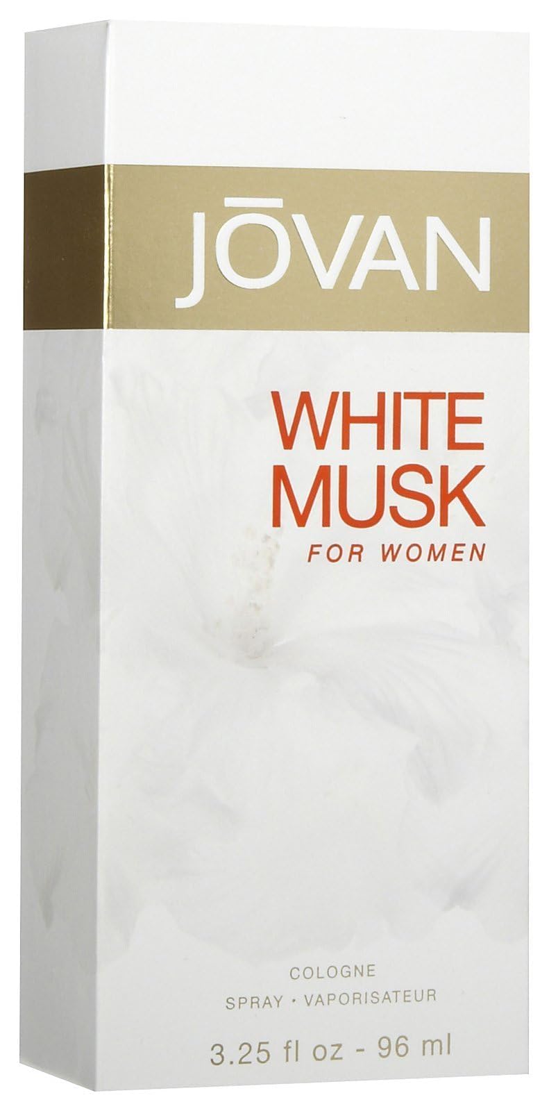 Jovan White Musk bottle side view, compact for travel.
