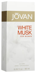 Jovan White Musk bottle side view, compact for travel.