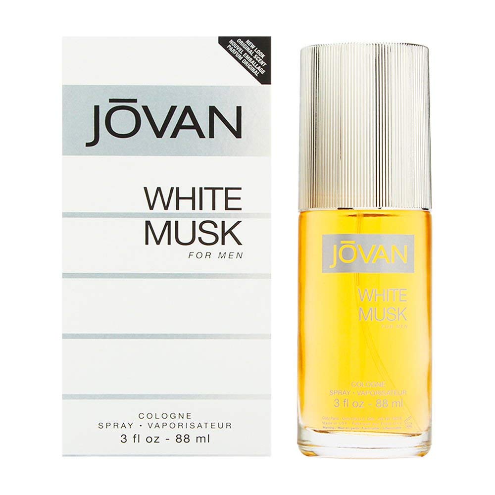 Jovan White Musk for Men EDC spray bottle on a clean surface, ideal for daily wear.