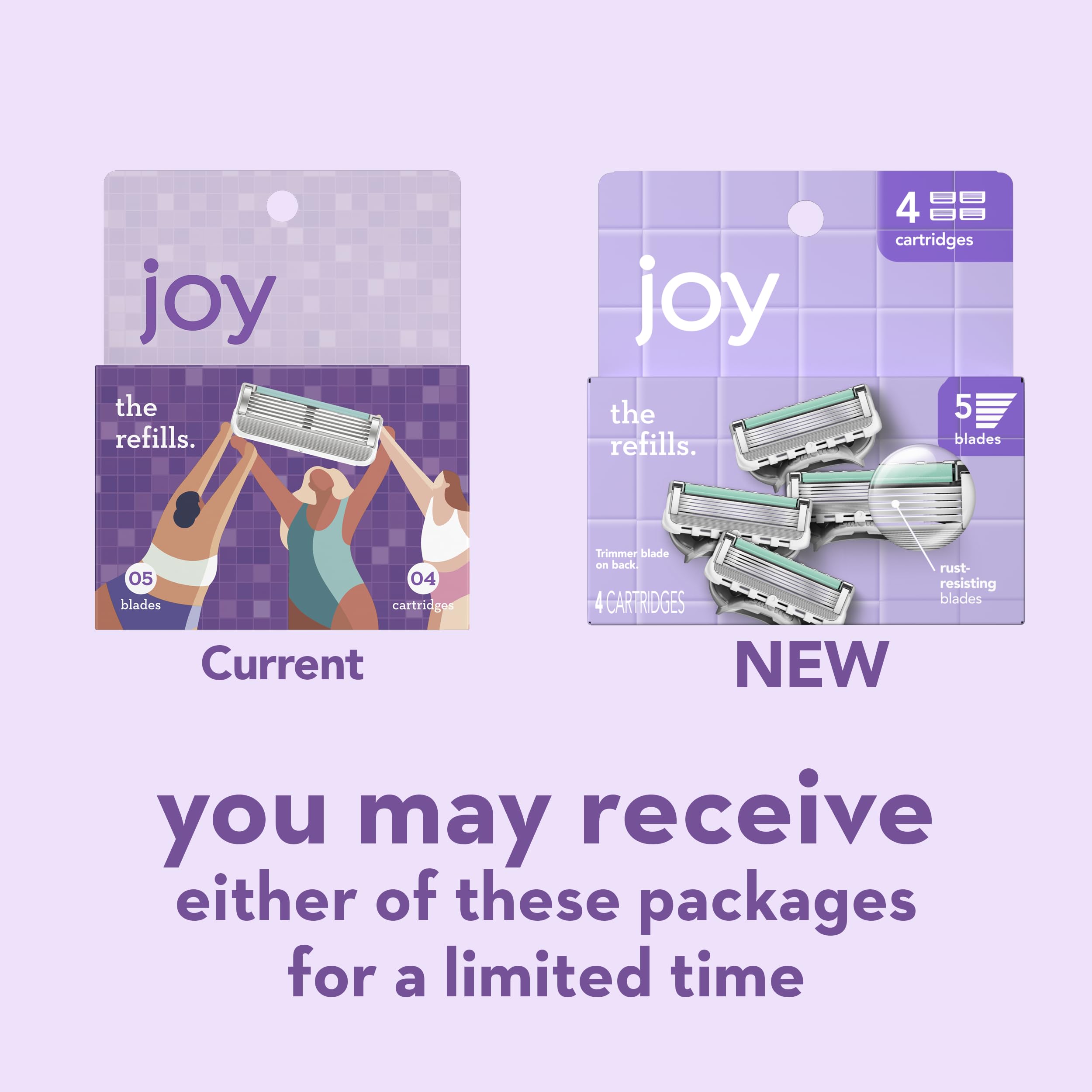 JOY lavender handle compatible cartridge for coordinated sets.