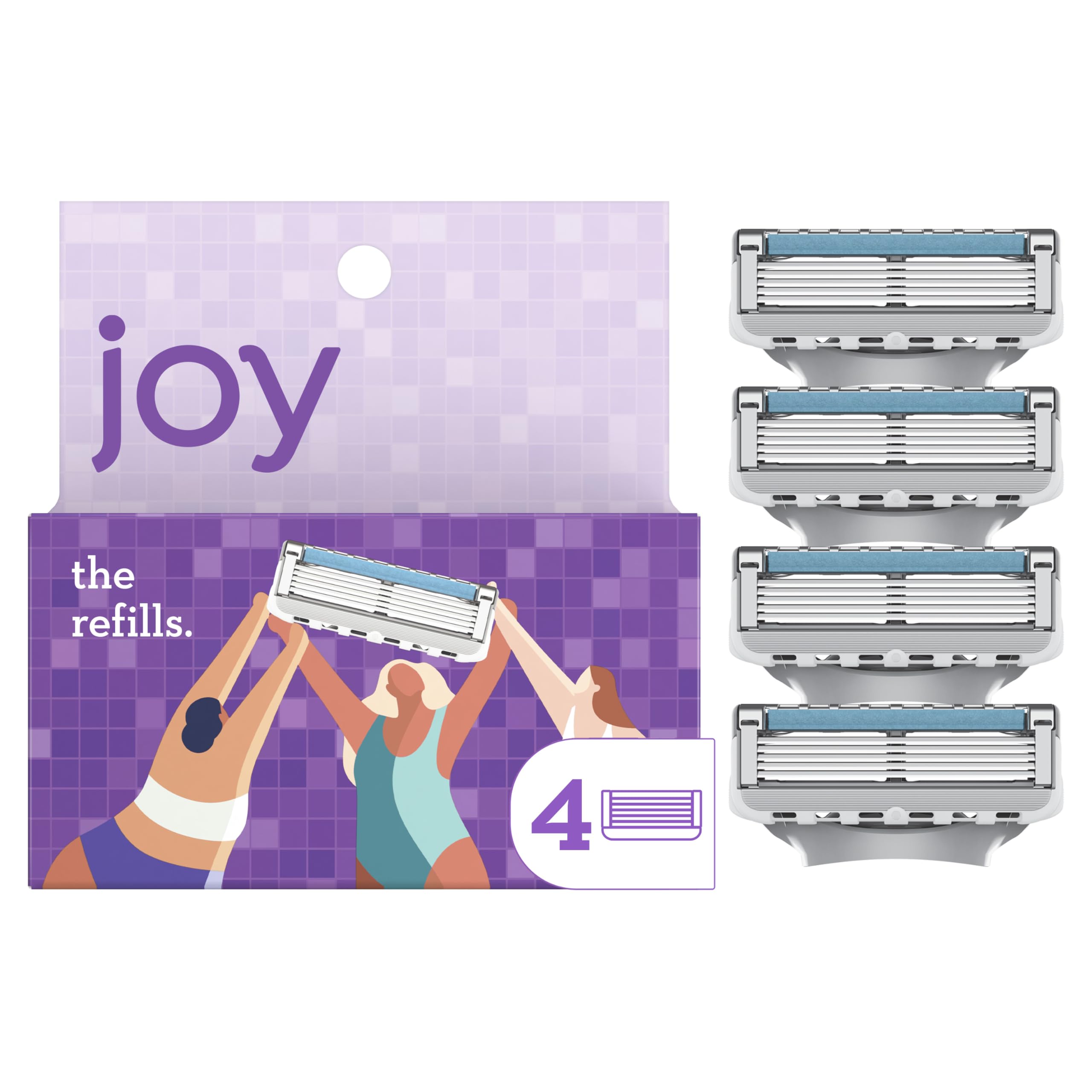 JOY razor cartridge with 5 blades delivers a close shave.