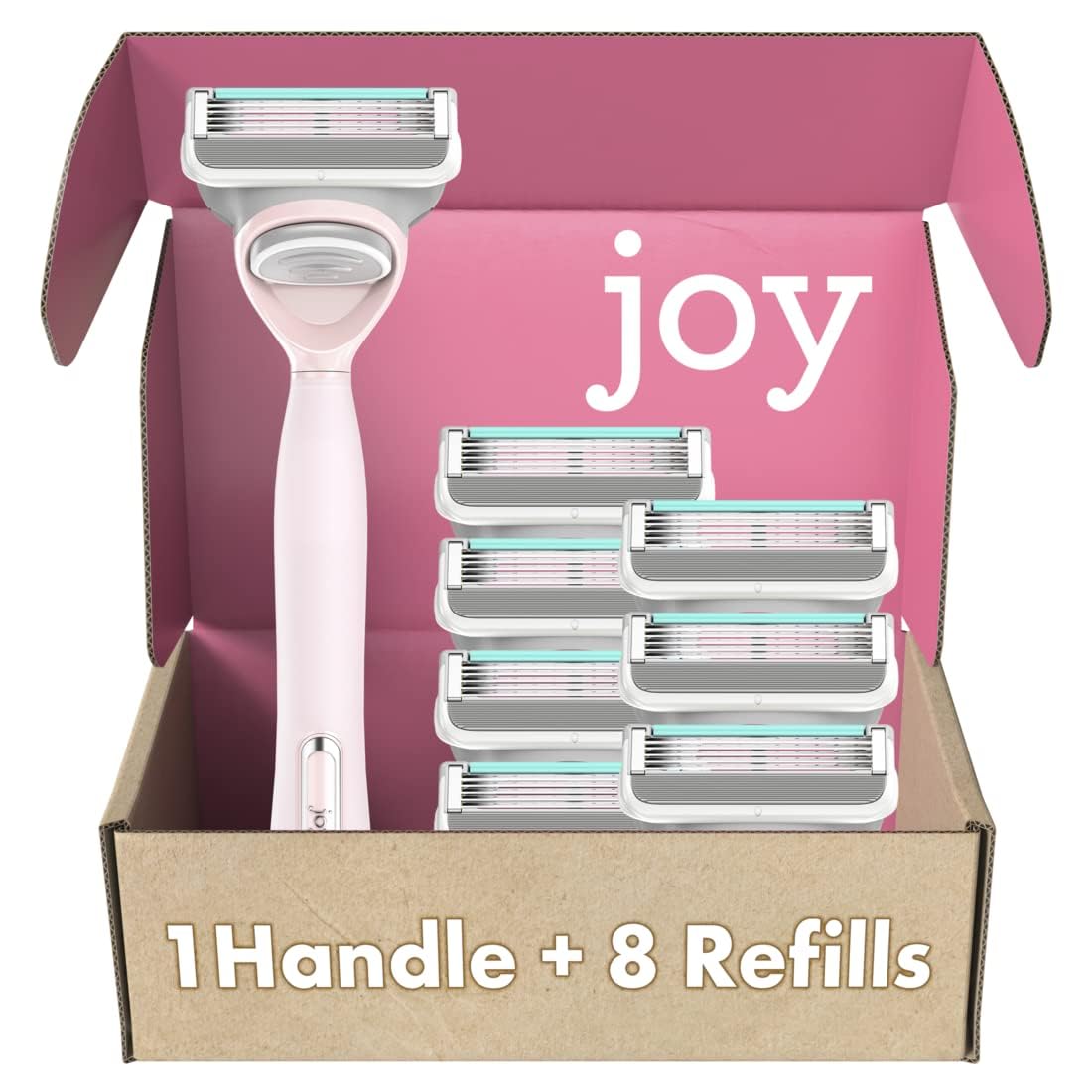 JOY razor handle in pink with a non-slip grip for precise shaving