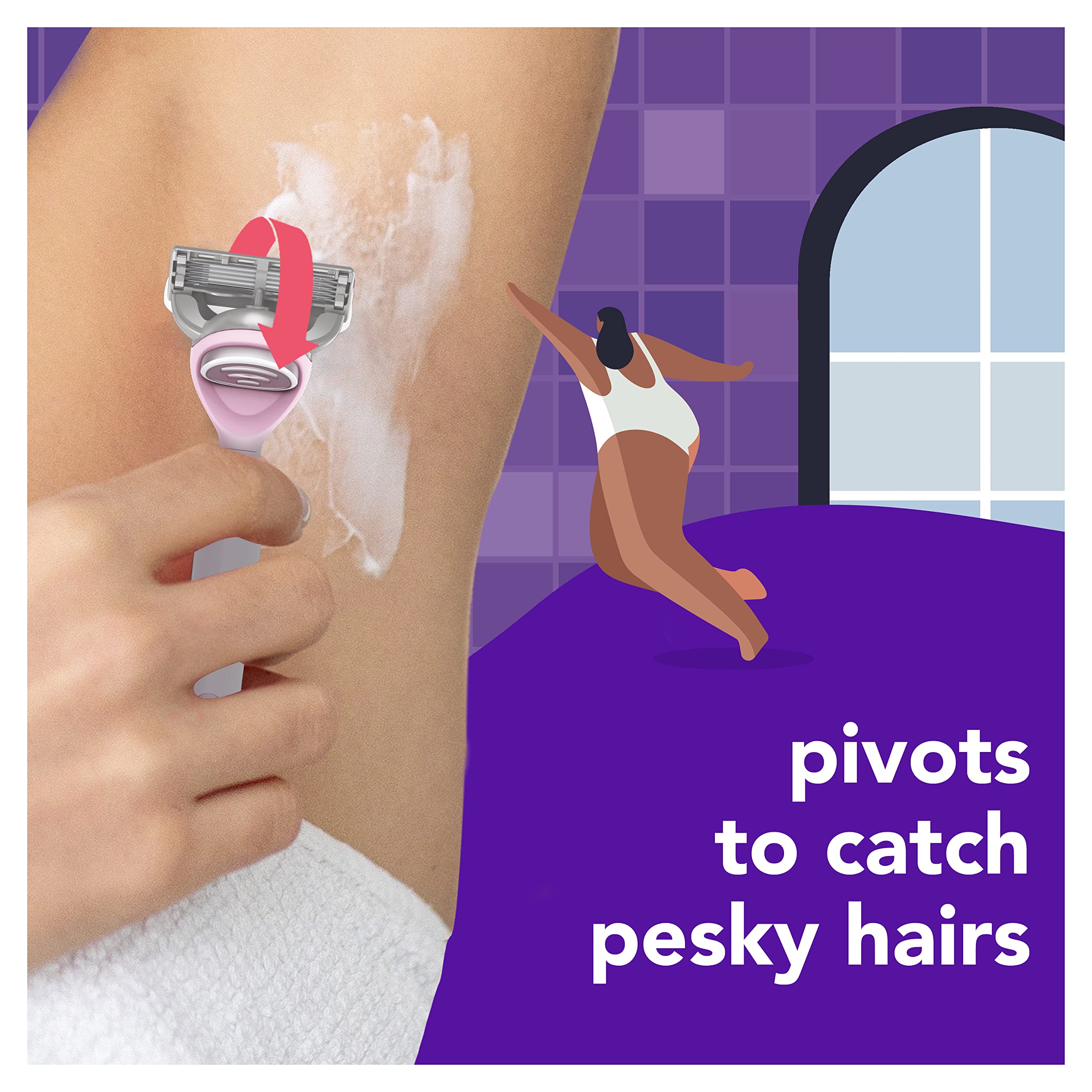 JOY razor in use during routine for versatile shaving across the body.