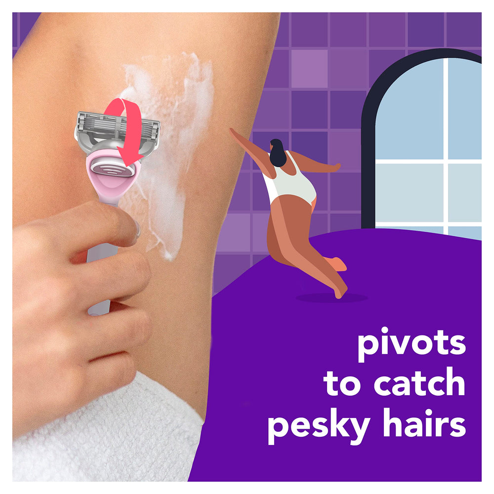 JOY razor in use during routine for versatile shaving across the body.