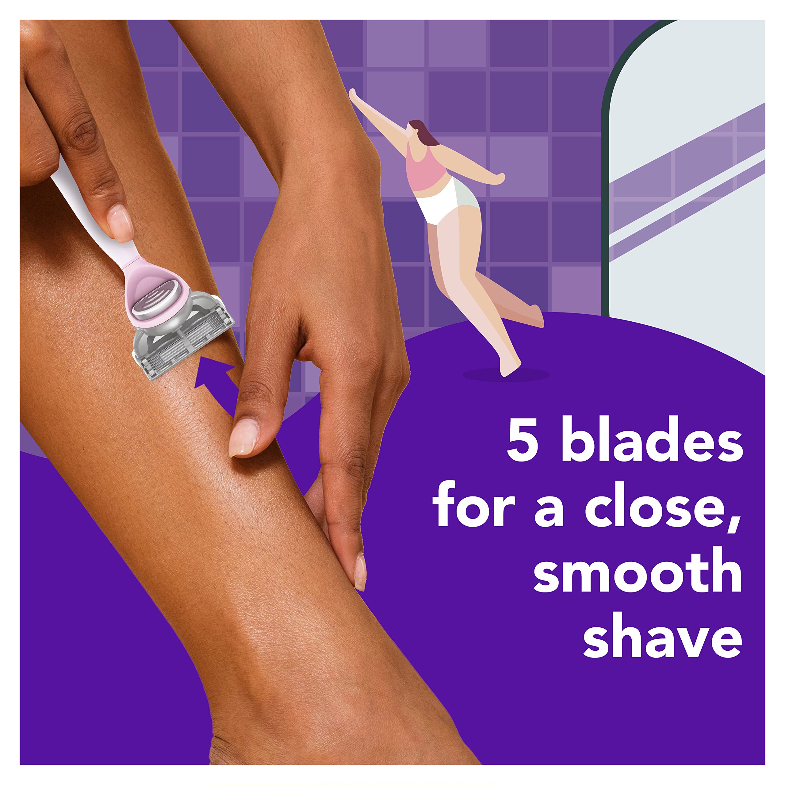 JOY razor refill with five blades designed for a close, smooth shave.