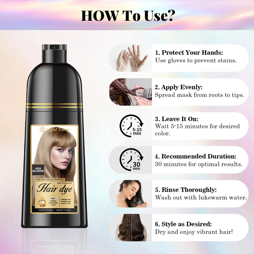 Joyful Young 3-in-1 shampoo cleanses colors and conditions at home