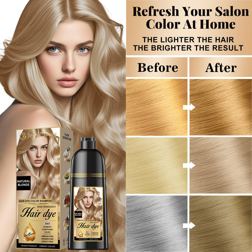 Joyful Young vegan, ammonia-free formula implies gentle at-home color result.