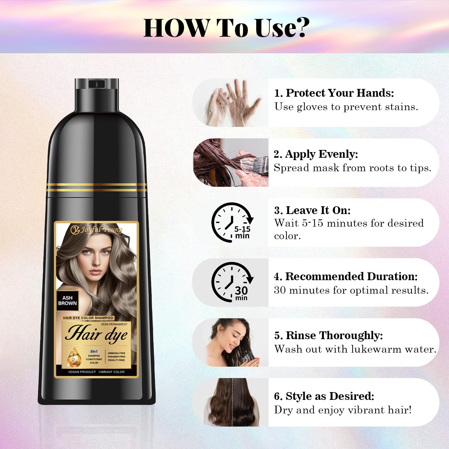 Canas mezcladas con tono ceniza gracias al color depositado de Joyful Young