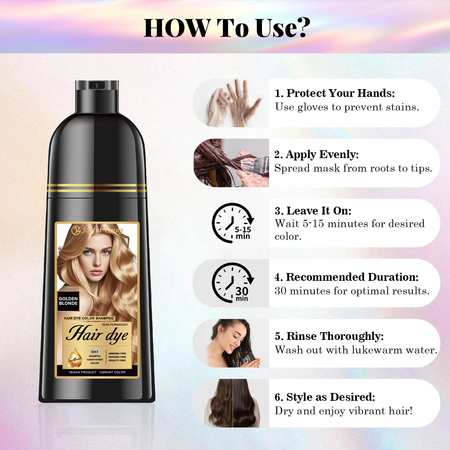 Joyful Young Golden Blonde Shampoo gray-blend result delivers softer, brighter-looking hair