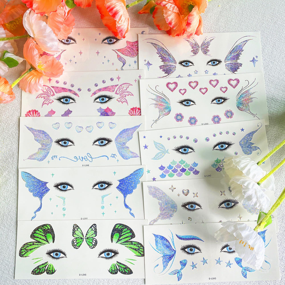 JoyfulGlam eye tattoo application for quick, vivid facial sparkle at events