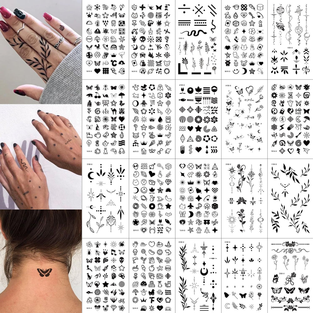 JoyfulGlam tatuajes-dedo-realistas: acabado negro intenso y duración de varios días en dedos.