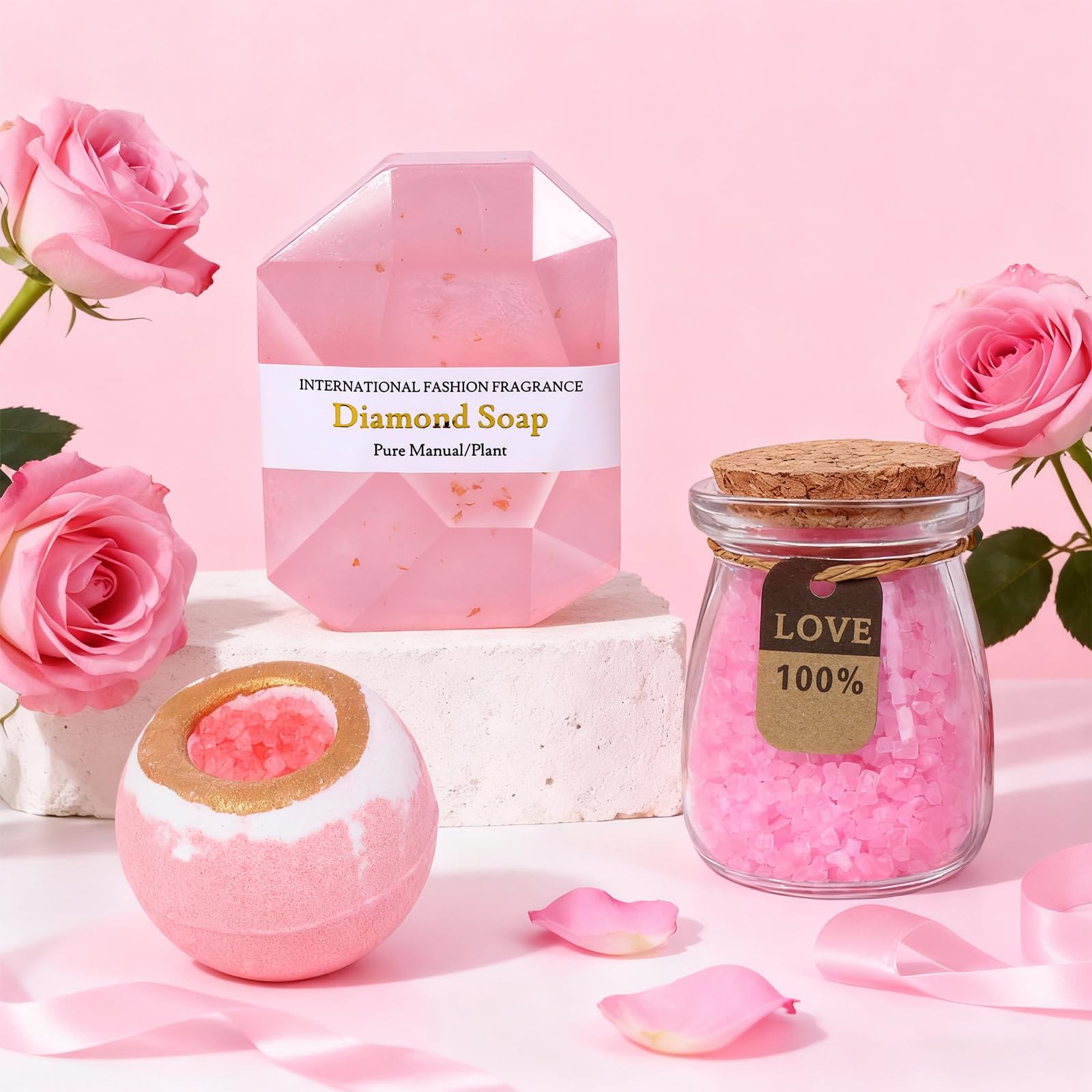Joyvella sal de baño de rosas para un toque floral relajante