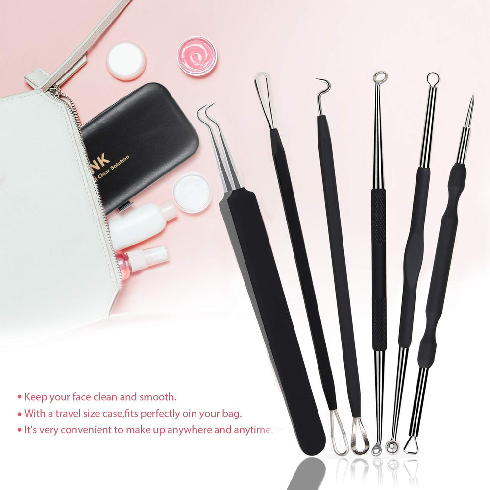 JPNK Comedones Extractor Set features five stainless steel tools in a leather case.