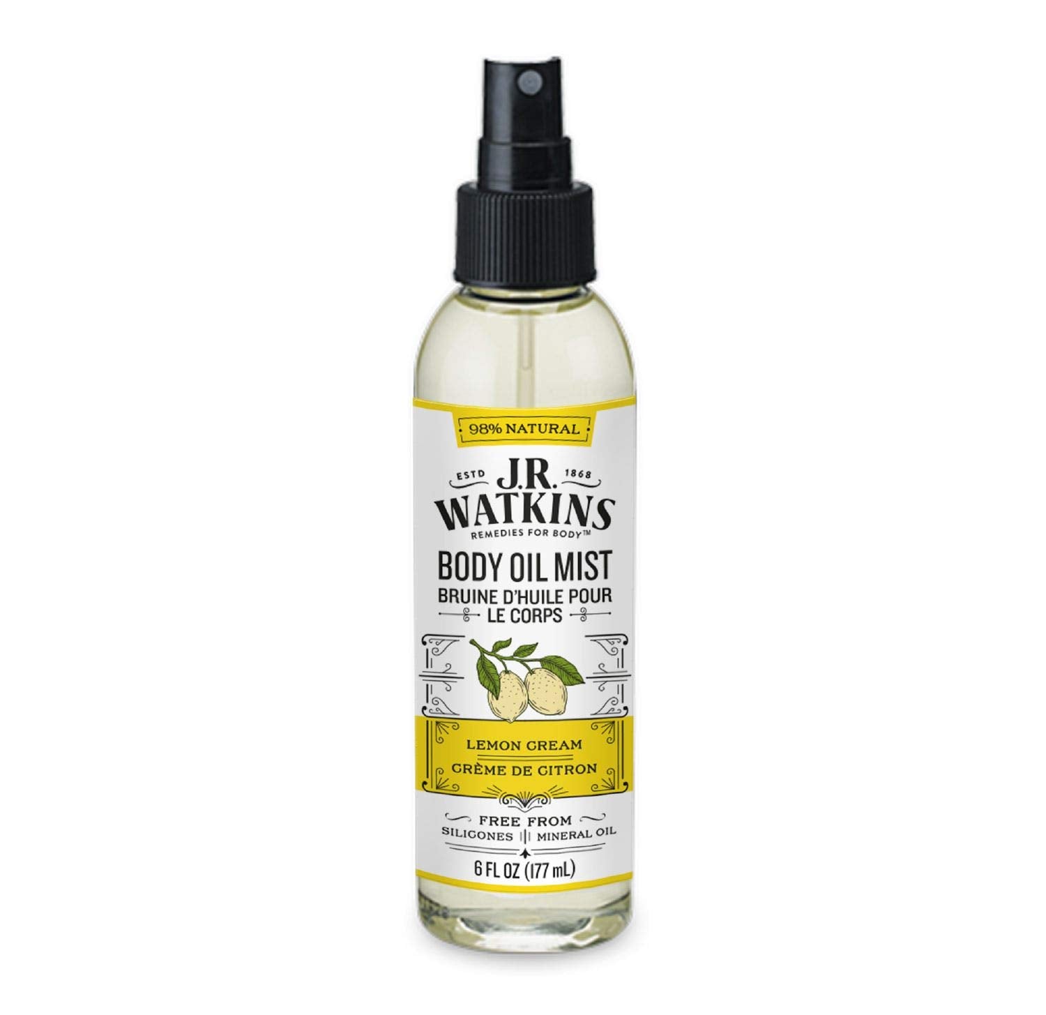 J.R. Watkins Aceite corporal hidratante Limón Crema para piel suave y luminosa.
