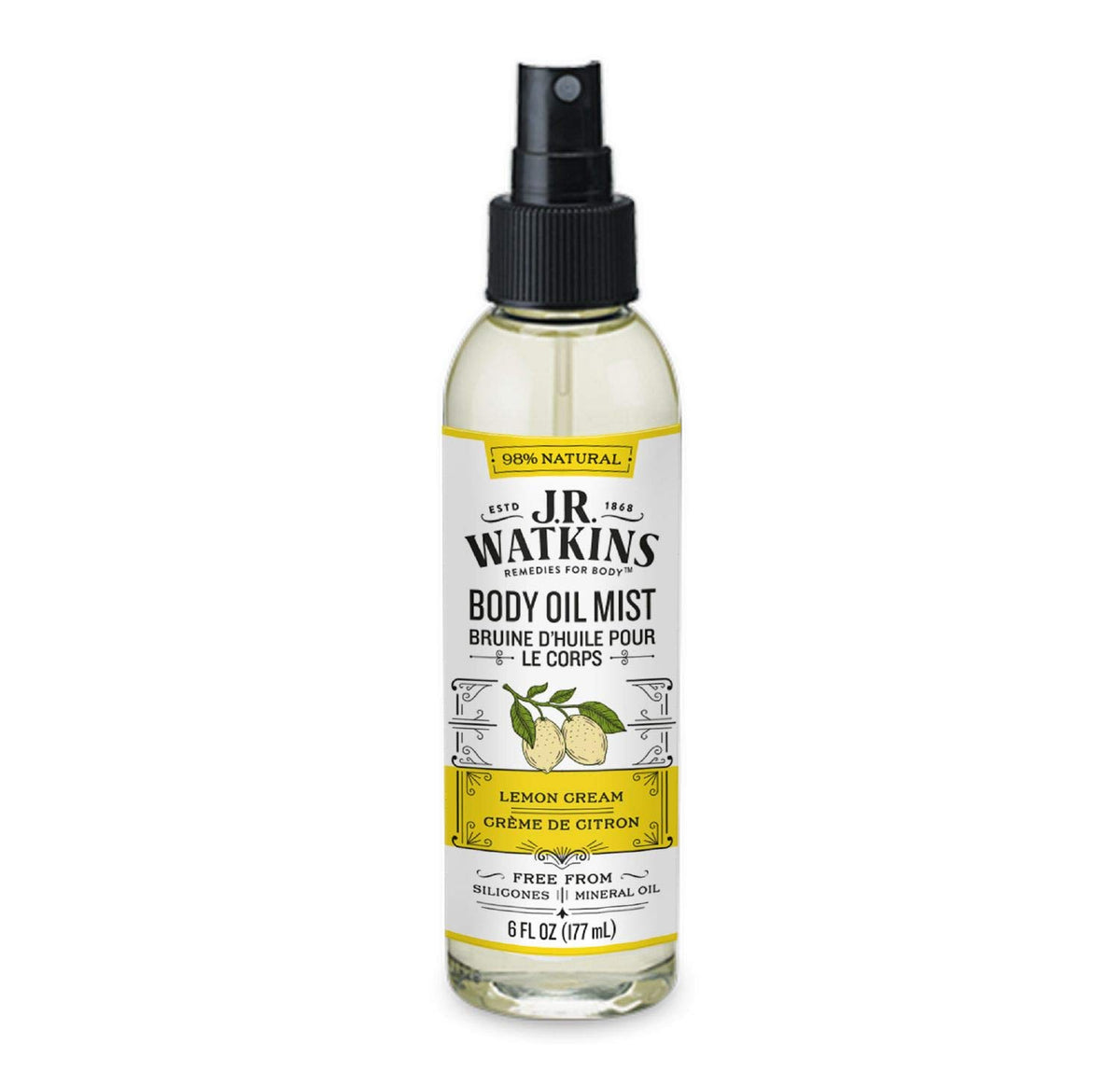 J.R. Watkins Aceite corporal hidratante Limón Crema para piel suave y luminosa.
