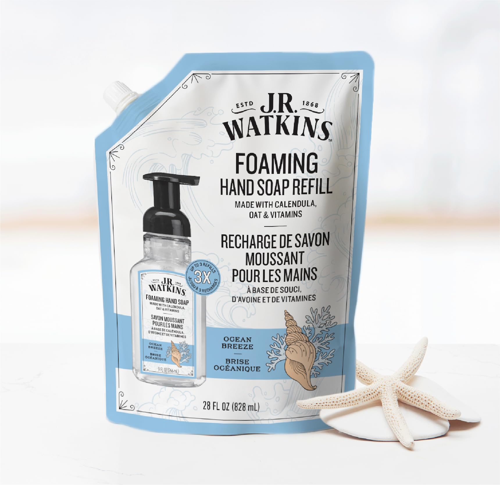 J.R. Watkins aroma Brisa marina ofrece sensación fresca tras cada lavado.