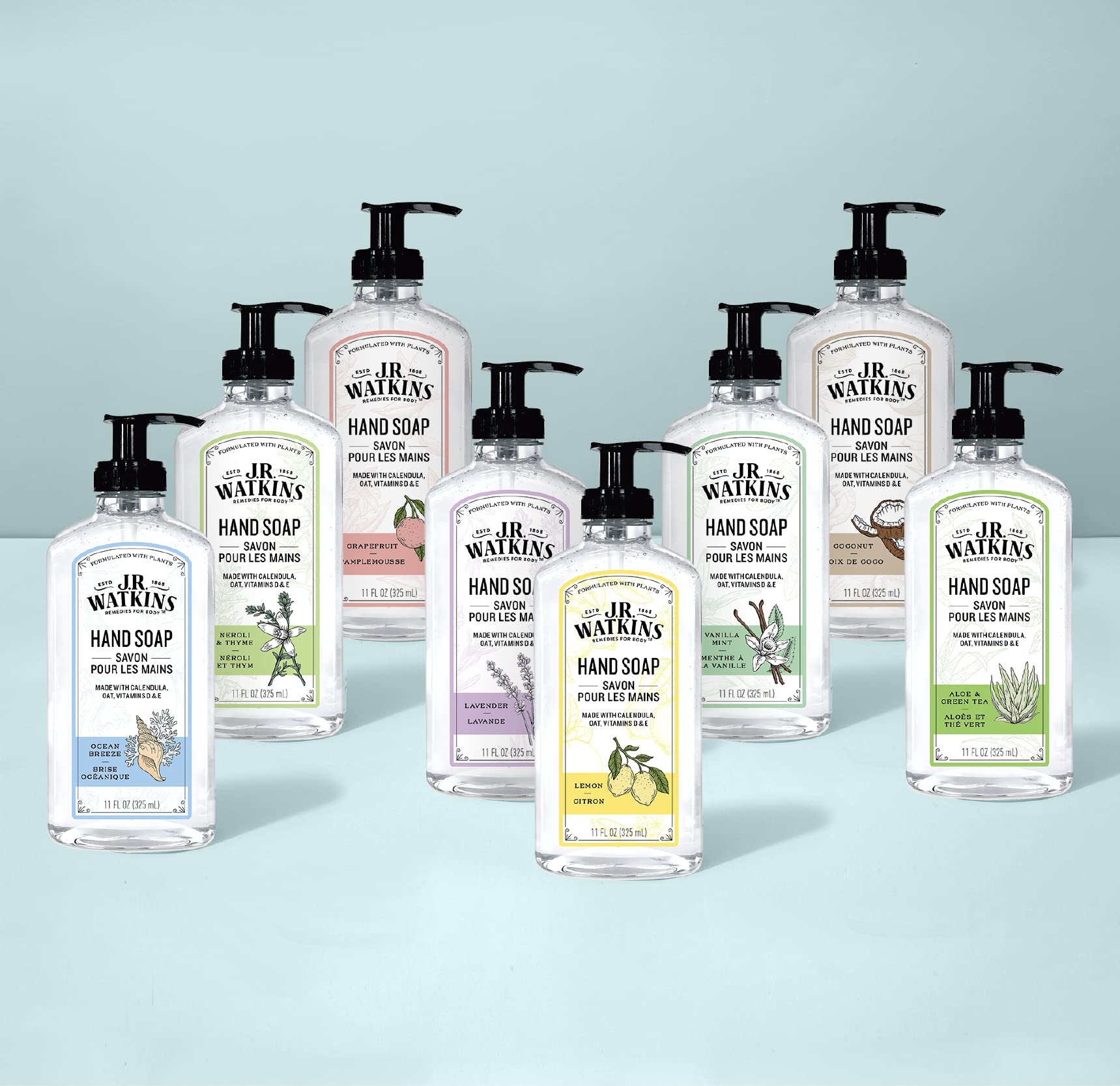 J.R. Watkins gel de manos Pomelo, ingredientes de plantas para cuidado diario
