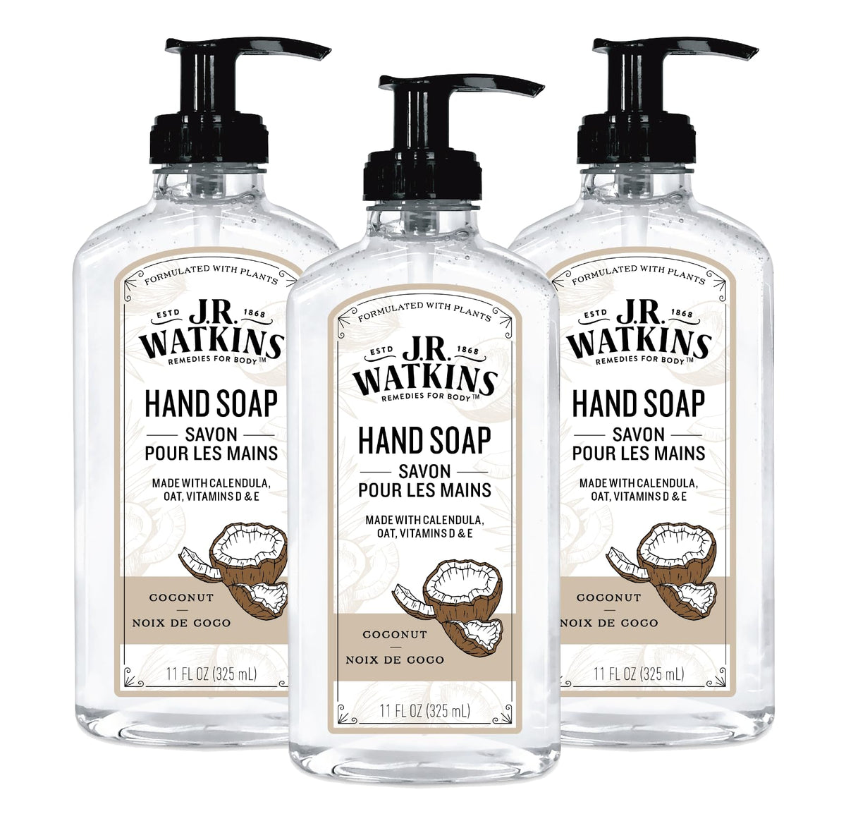 J.R. Watkins Gel para Manos Coco en envase práctico para uso diario