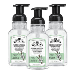 J.R. Watkins jabón espuma con dispensador para un lavado de manos suave y cómodo.