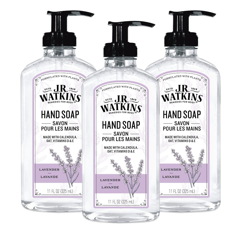 Gel de manos J.R. Watkins lavanda, espuma suave para limpieza diaria