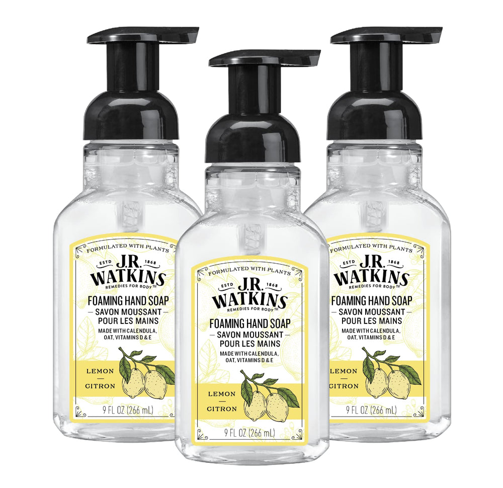 J.R. Watkins jabon mano espuma con dispensador, textura suave para uso diario.