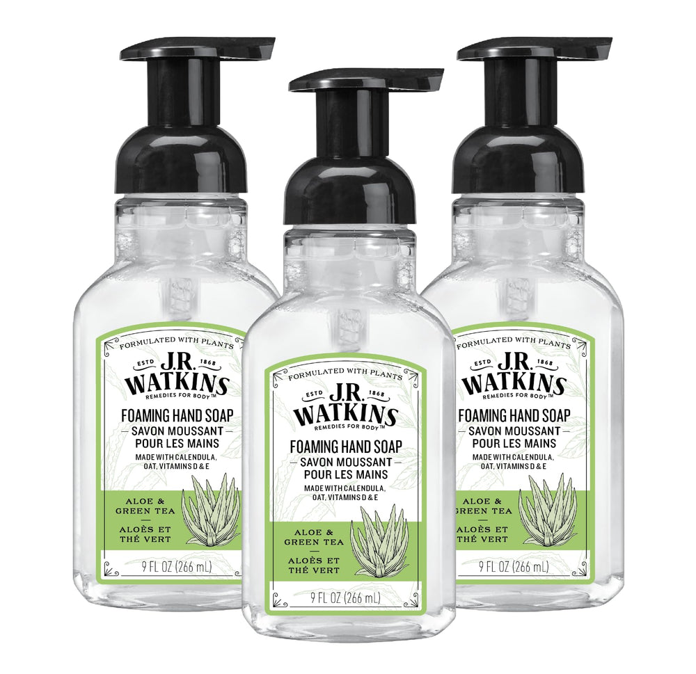 J.R. Watkins jabón de mano espuma con dispensador, limpieza suave para la familia.