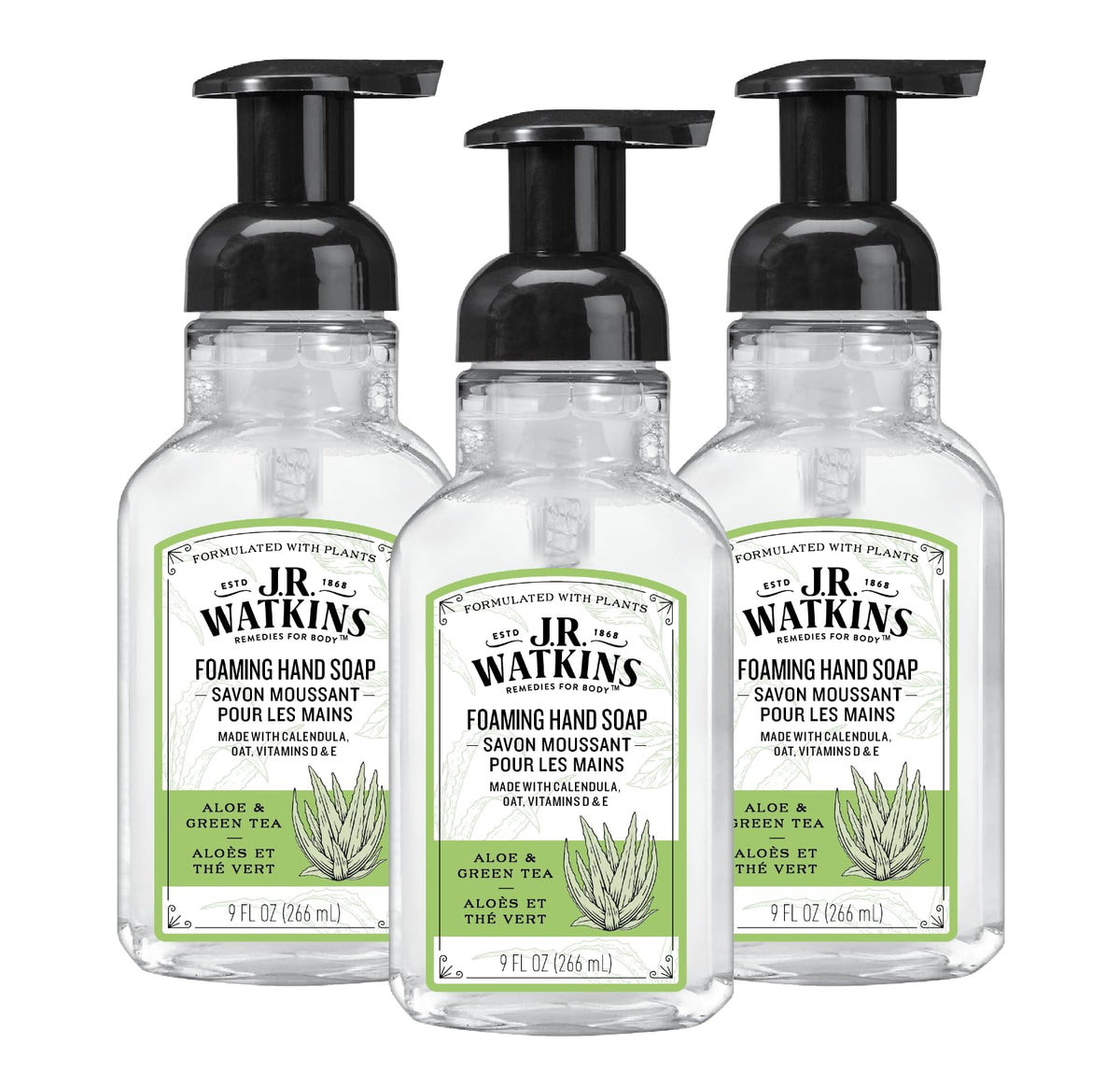 J.R. Watkins jabón de mano espuma con dispensador, limpieza suave para la familia.