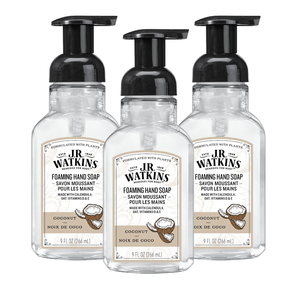 J.R. Watkins jabón manos espumoso con dispensador, hidratante para uso diario.