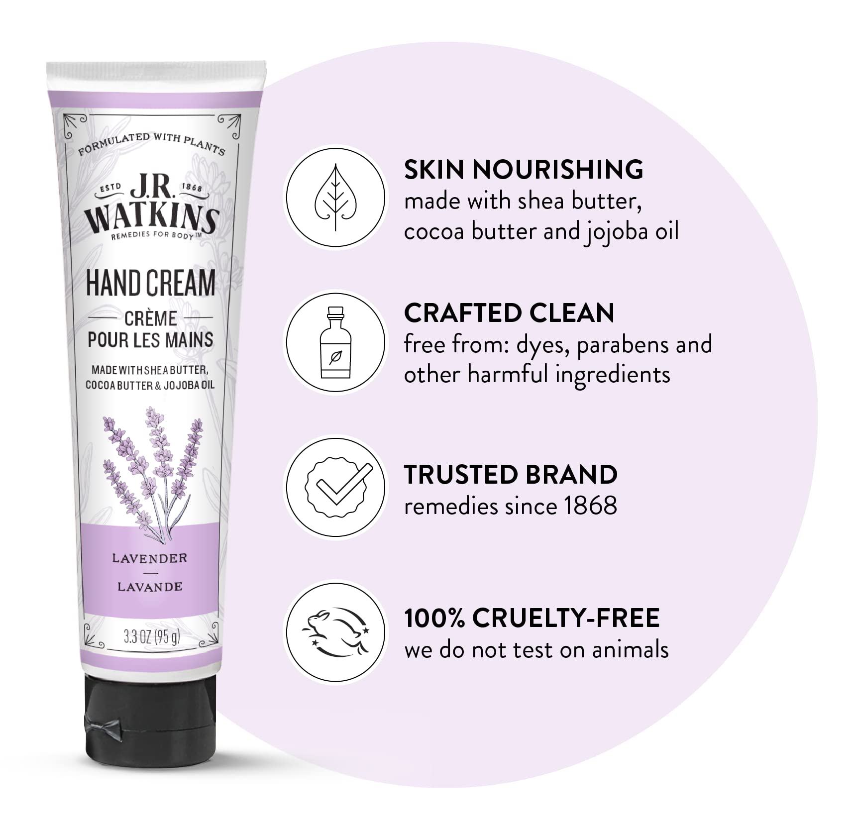 J.R. Watkins Lavender Hand Cream being applied to hands