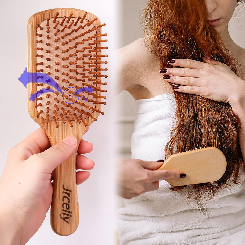 Jrceliy travel-friendly bamboo hair brush for on-the-go care