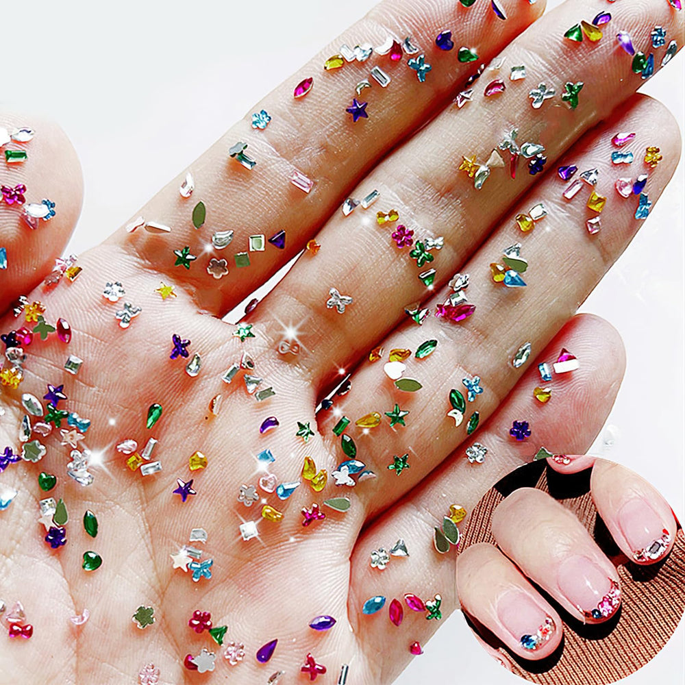 Jremg Piedras cristal coloridas 3D para uñas, añade brillo vibrante.