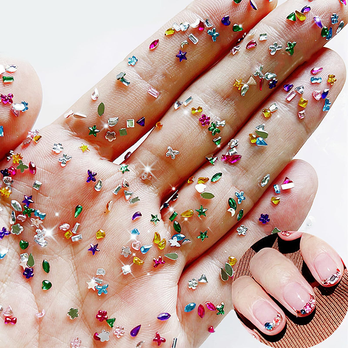 Jremg Piedras cristal coloridas 3D para uñas, añade brillo vibrante.
