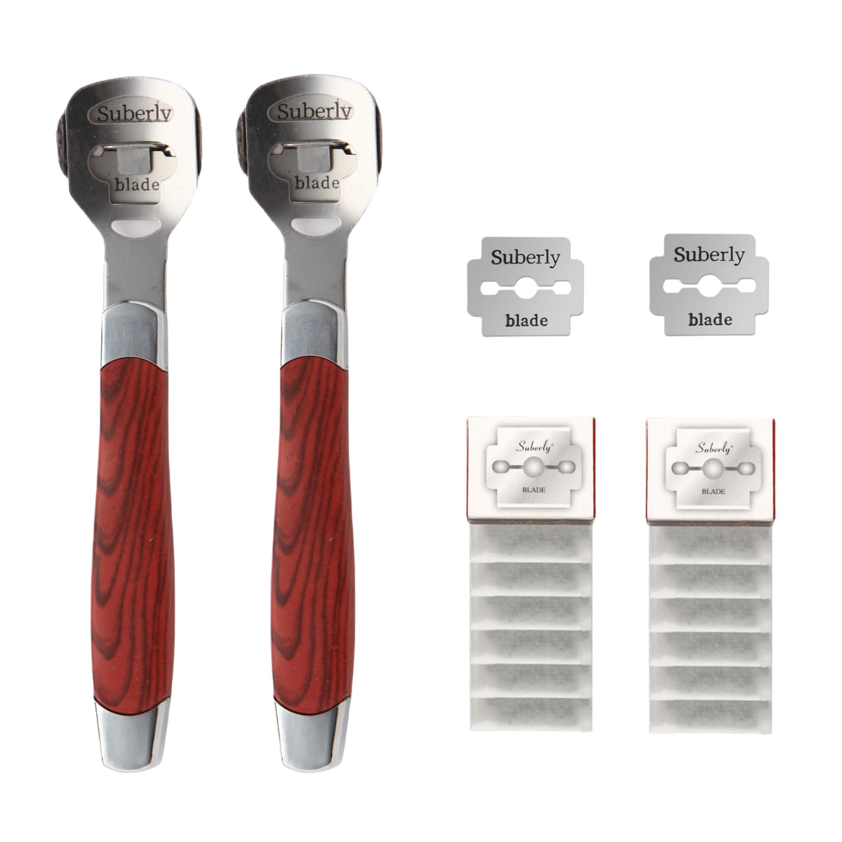 JRKOETY 2-pack pedicure shaver set packaging shows the complete home foot care kit