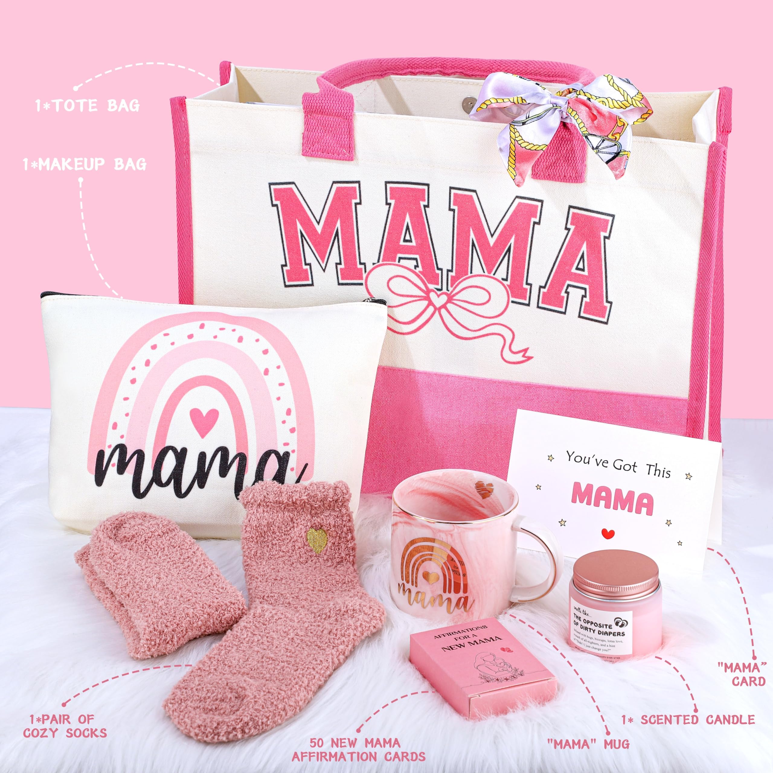 JSTUMB Mama tote bag shown as durable daily carry for new moms
