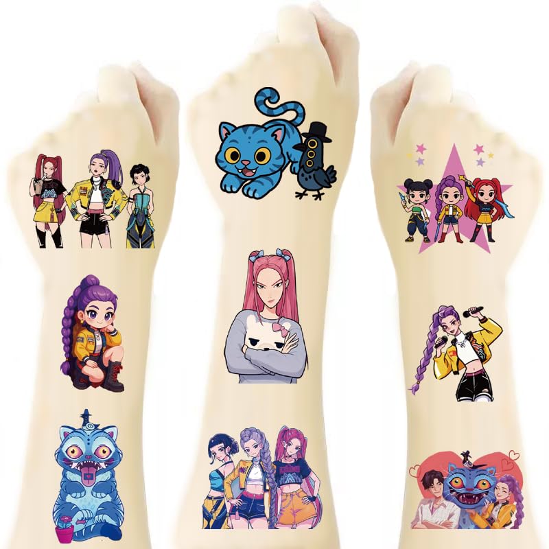 JSYAVG tatuajes temporales idol coreano demonio, pack, ideal para fiestas temáticas infantiles