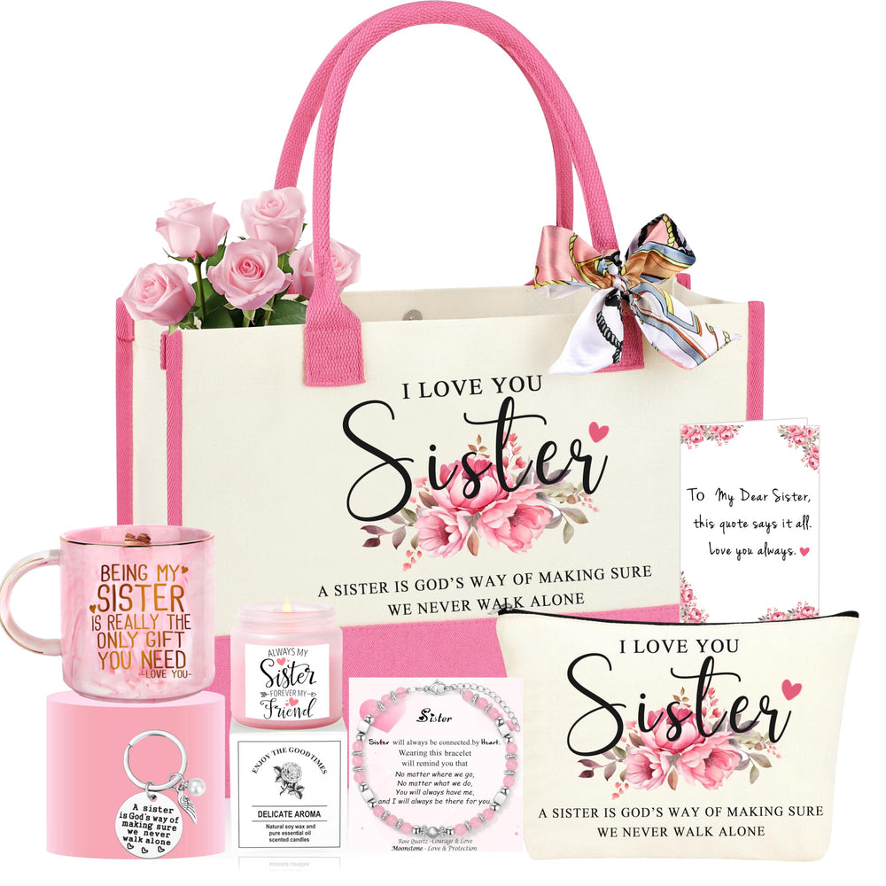 JTENGTOP pink tote bag for sister gifts, reusable and stylish
