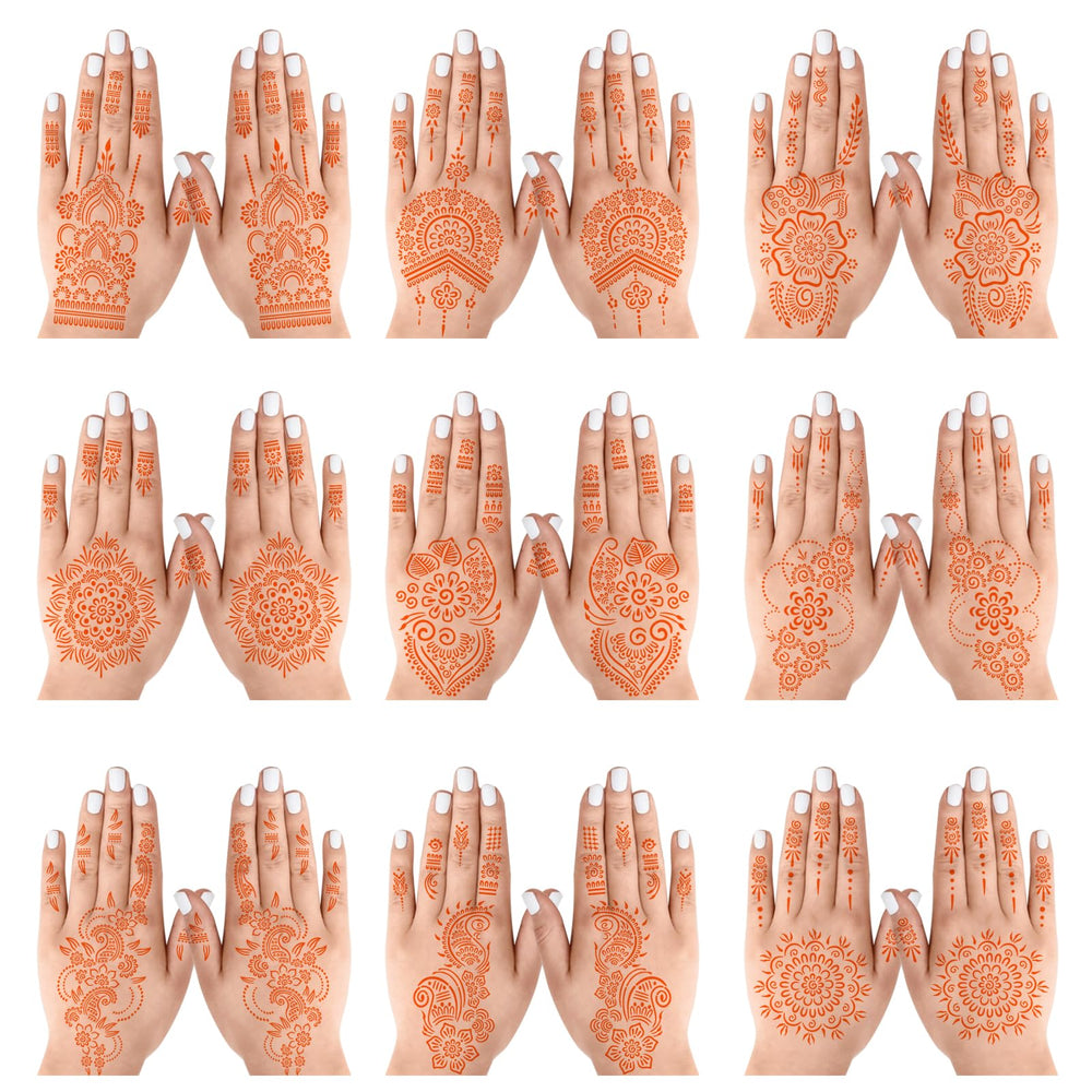 JTSDZS 3-layer PVC henna stencils provide safe, reusable templates.