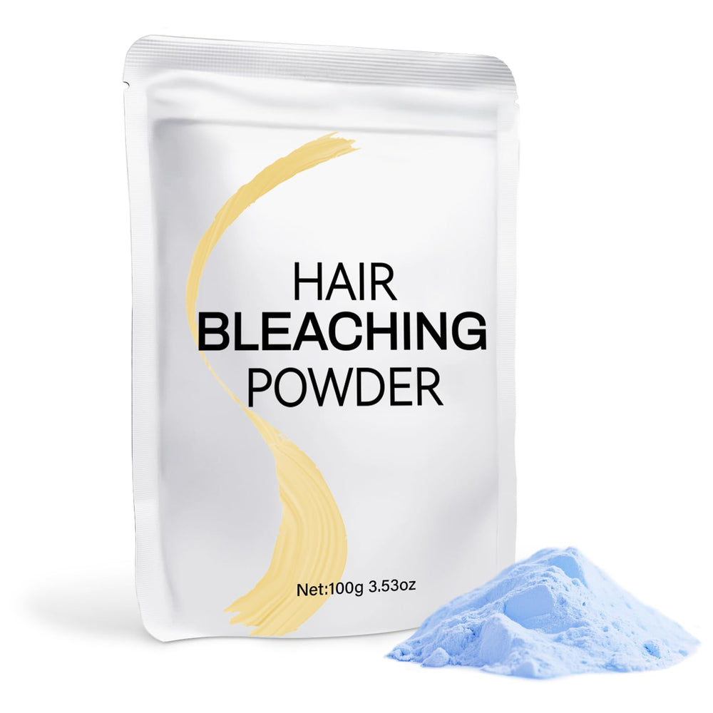 JUANCHI Hair Bleach Powder 100g pack shows a professional at home blonding setup