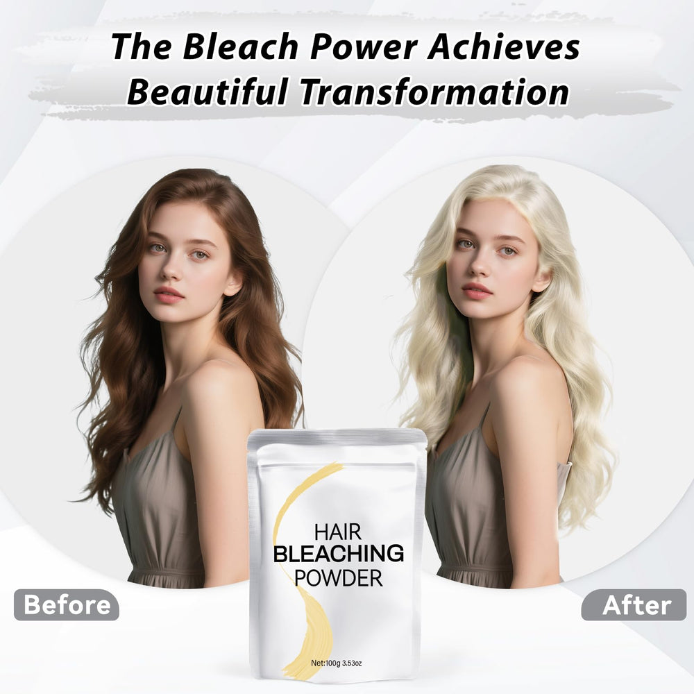 Lightened hair result preview with JUANCHI Hair Bleach Powder showing lift