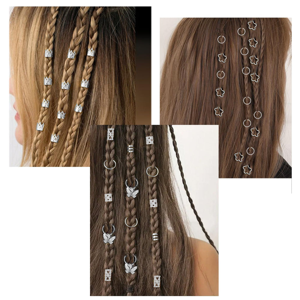 JUCCPUL silver crown charm adds elegant braids detail