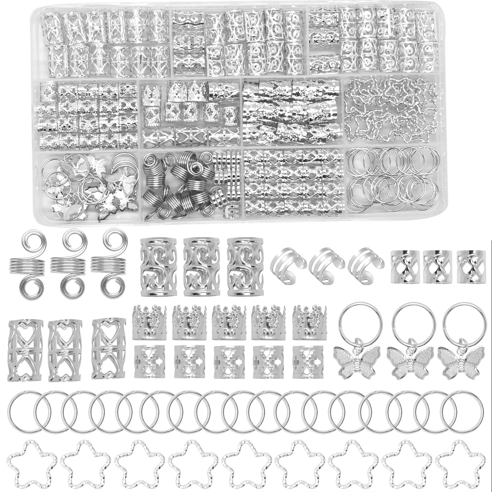 JUCCPUL silver braid hoop rings for versatile hair adornment