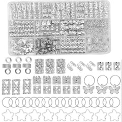 JUCCPUL silver braid hoop rings for versatile hair adornment