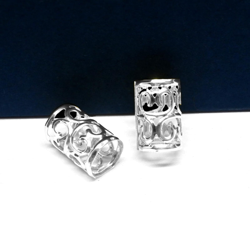 JUCCPUL silver pattern X accessory with texture for braids