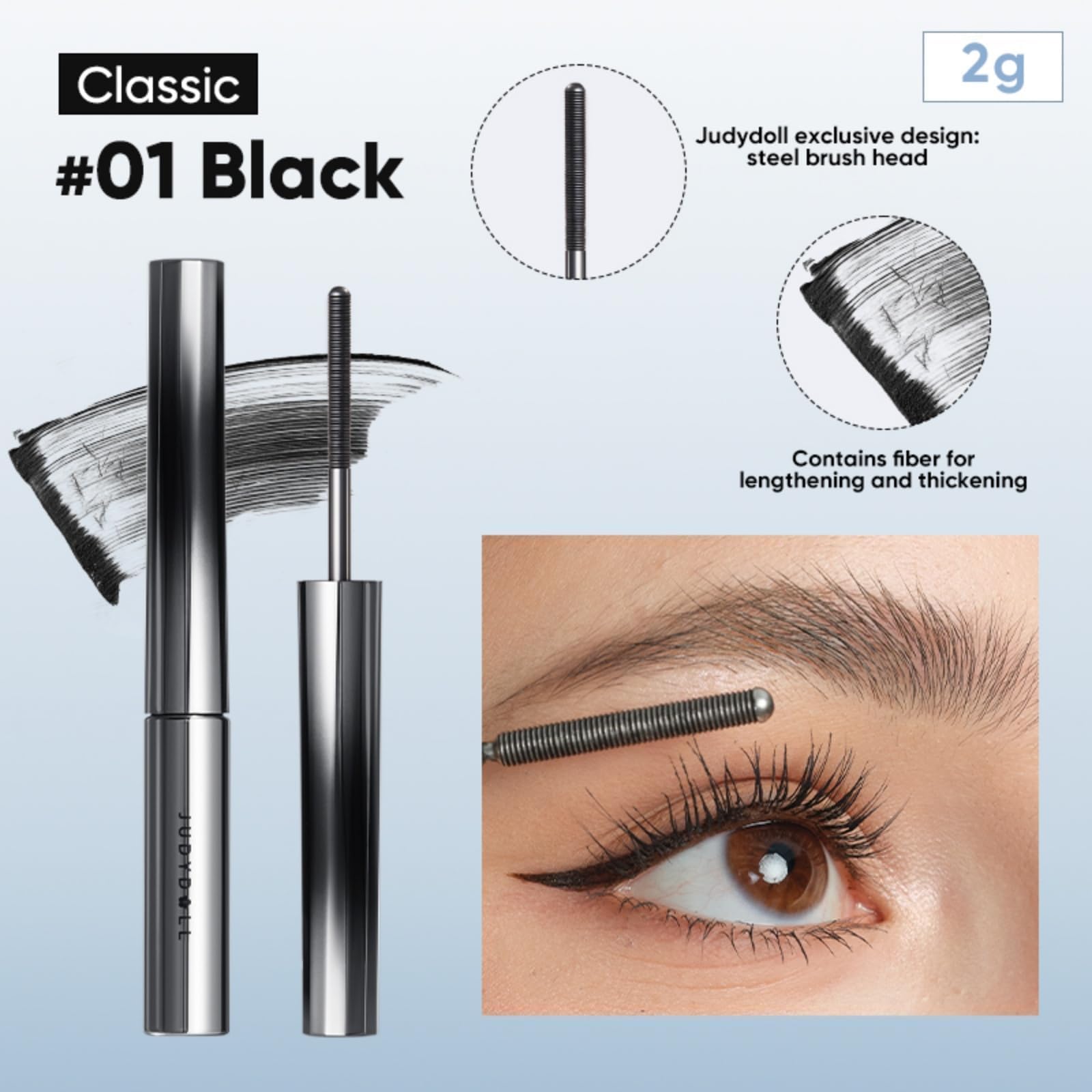 Judydoll Mascara alargadora con fibras para pestañas más largas.